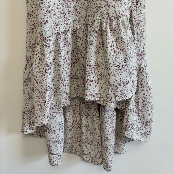 Lovestitch Erina Cream and Purple Floral High-Low Ruffled Wrap Sundress - Picture 6 of 15